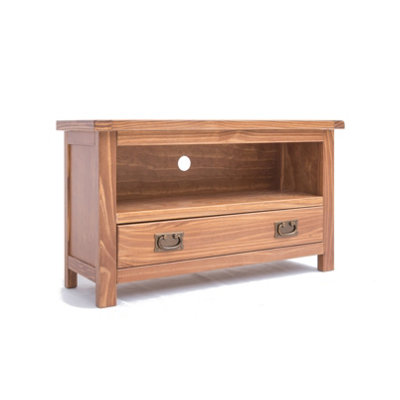 Padua Lacquered 1 Drawer TV Cabinet Brass Drop Handle