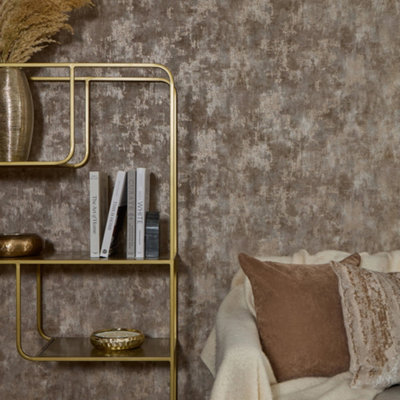 Padua Wallpaper in Mocha Metallic on Mocha