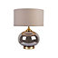 Pagazzi Acilia 1 Light Antique Brass and Smoked Glass Fluted Table Lamp
