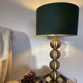 Pagazzi Aila Antique Brass and Forest Green Velvet Shade Table Lamp