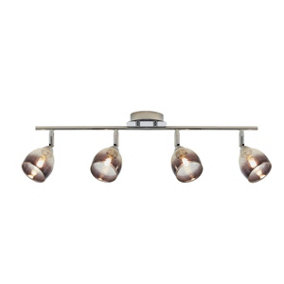 Pagazzi Colby 4 Light Spot Polished Chrome And Smoked Glass Bar Flush Ceiling Light