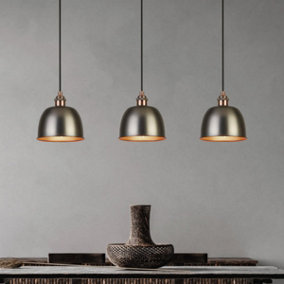 Pagazzi Edison 3 Light Pewter Ceiling Bar Multi Pendant Light