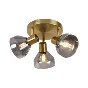 Pagazzi Fosco 3 Light Round Plate Spot Brushed Brass Ceiling Light