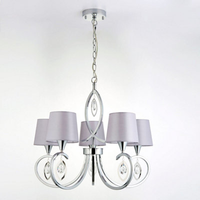 Pagazzi Frisselle 5 Light Pendant Chrome and Crystal Ceiling Light