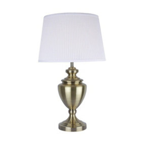 Pagazzi Giona Large Urn Lamp Antique Brass 1 Light Table Lamp with Ivory Shade
