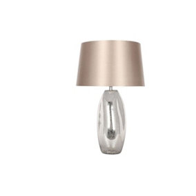 Pagazzi Josie Mercury Effect Glass Table Lamp Silver with Taupe Shade