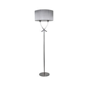 Pagazzi Justina 2 Light Polished Chrome Floor Lamp with Silver Thread Shade