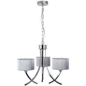 Pagazzi Justina 3 Light Polished Chrome Chandelier with Silver String Shade