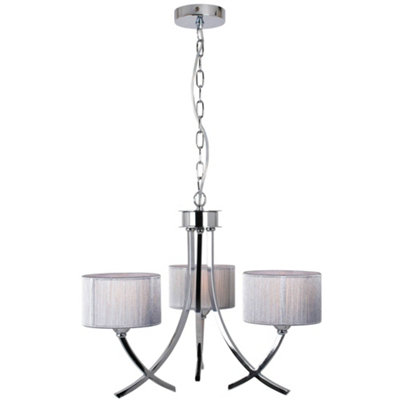 Pagazzi Justina 3 Light Polished Chrome Chandelier with Silver String Shade