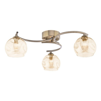 Pagazzi Kaitlin 3-Light Antique Brass Semi-Flush Ceiling Light