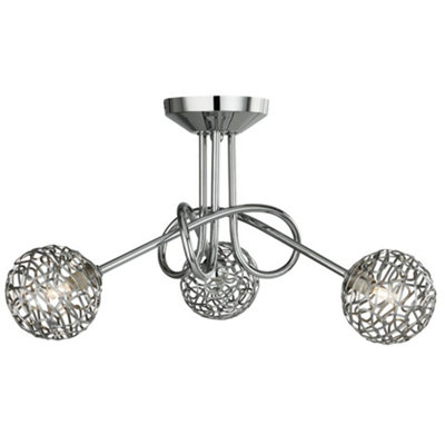 Pagazzi Kesha Polished Chrome Semi-Flush Ceiling Light