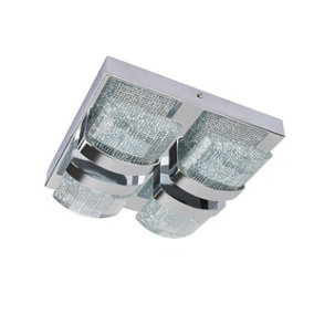 Pagazzi Liana LED 4 Light Panel Flush Fitting Warm White LED Polished Chrome Flush Ceiling Light