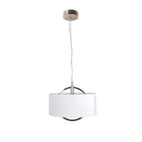 Pagazzi Lodato LED Warm White Polished Nickel Pendant Ceiling Light with White Velour Shade