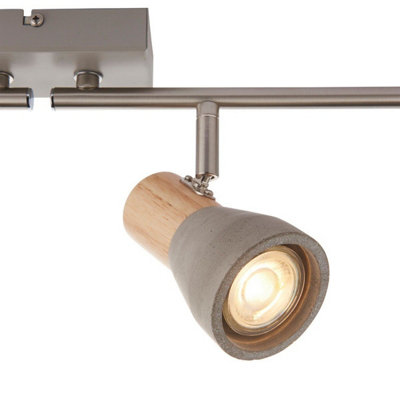 Pagazzi Stoneleigh 4 Concrete and Wood Effect Spotlight  Bar Ceiling Light