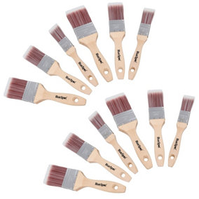 Paint Brush Painting + Decorating Synthetic Brushes Wooden Handle 1" - 2" 12pk