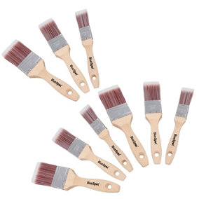 Paint Brush Painting + Decorating Synthetic Brushes Wooden Handle 1" - 2" 9pk