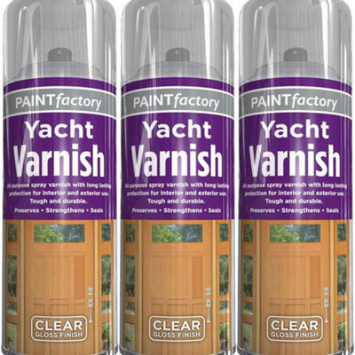 Paint Factory All Purpose Yacht Varnish Gloss 400ML(Pack of 3) DIY at B&Q