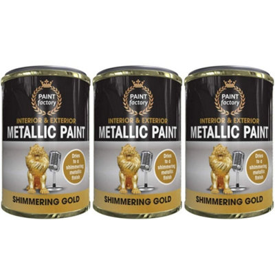 Paint Factory Metallic Paint Interior & Exterior Shimmering Gold 300ml x 3