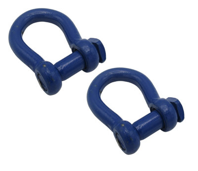 Painted Trawler Bow Shackle Square Head Pin 12MM (Blue Fishing Boat Connector Marine Omega)