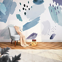 Painters Palette Mural In Blue And Teal (350cm x 240cm)
