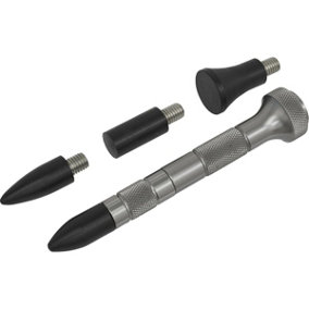 Paintless Dent Repair Knockdown Tool - 4 Interchangeable Heads - Knurled Finish