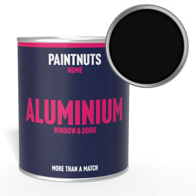 PaintNuts Aluminium Metal Window Door Weatherproof Satin Paint - Jet Black - 1L (RAL9005)