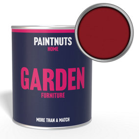 PaintNuts Garden Furniture Fence Shed Table Chairs for Wood Metal & Plastic Weatherproof Gloss Paint - Ruby Red - 2.5L (RAL3003)