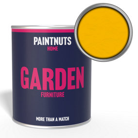 PaintNuts Garden Furniture Fence Shed Table Chairs for Wood Metal & Plastic Weatherproof Matt Paint - Colza Yellow - 1L (RAL1021)