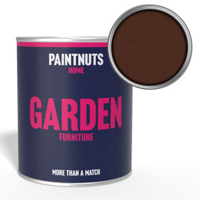 PaintNuts Garden Furniture Fence Shed Table Chairs for Wood Metal & Plastic Weatherproof Matt Paint - Mahogany Brown - 1L