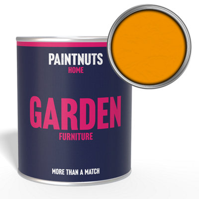 PaintNuts Garden Furniture Fence Shed Table Chairs for Wood Metal & Plastic Weatherproof Matt Paint - Sun Yellow - 1L (RAL1037)
