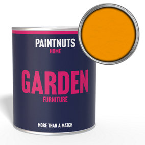 PaintNuts Garden Furniture Fence Shed Table Chairs for Wood Metal & Plastic Weatherproof Matt Paint - Sun Yellow - 1L (RAL1037)