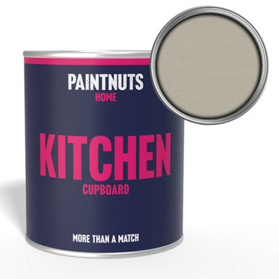 PaintNuts Solid Wood Laminated Kitchen Units Cupboard Cabinet Door Gloss Paint - Pebble Grey - 1L (RAL7032)