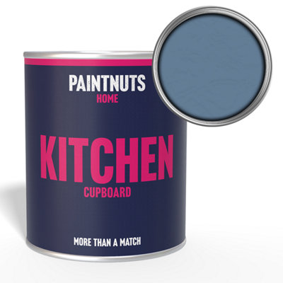 PaintNuts Solid Wood Laminated Kitchen Units Cupboard Cabinet Door Gloss Paint - Pigeon Blue - 1L (RAL5014)
