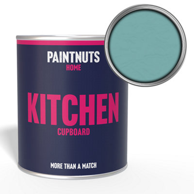 PaintNuts Solid Wood Laminated Kitchen Units Cupboard Cabinet Door Satin Paint - Pastel Turquoise - 1L (RAL6034)