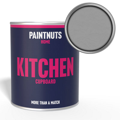 PaintNuts Solid Wood Laminated Kitchen Units Cupboard Cabinet Door Satin Paint - Signal Grey - 500ml (RAL7004)