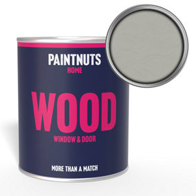 PaintNuts Wood Window Door Weatherproof Gloss Paint - Agate Grey - 1L (RAL7038)