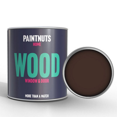 PaintNuts Wood Window Door Weatherproof Gloss Paint - Chocolate Brown  - 1L