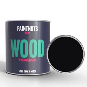 PaintNuts Wood Window Door Weatherproof Gloss Paint - Jet Black - 2.5L (RAL9005)