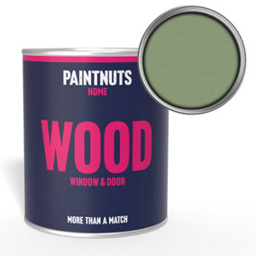 PaintNuts Wood Window Door Weatherproof Gloss Paint - Pale Green  - 1L (RAL6021)