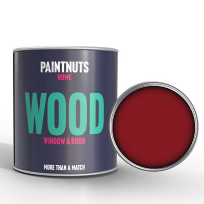 PaintNuts Wood Window Door Weatherproof Gloss Paint - Ruby Red  - 500ml