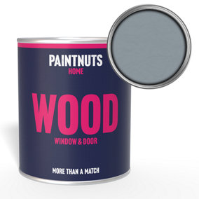 PaintNuts Wood Window Door Weatherproof Matt Paint - Silver Grey - 1L (RAL7001)