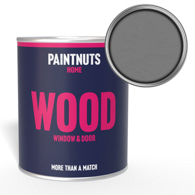 PaintNuts Wood Window Door Weatherproof Satin Paint - Dusty Grey - 1L (RAL7037)