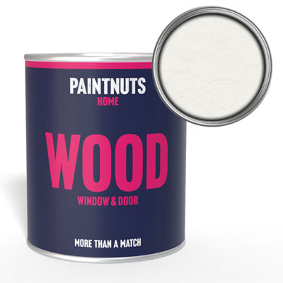 PaintNuts Wood Window Door Weatherproof Satin Paint - Traffic White - 500ml (RAL9016)