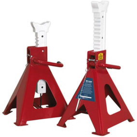 PAIR 10 Tonne Auto Rise Ratchet Axle Stands - Cast Support Post - 775mm Height