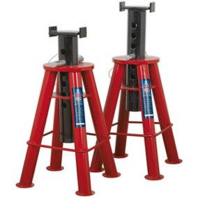 PAIR 10 Tonne Axle Stands - Heavy Duty Steel Frame - 562 to 775mm - Large Crutch