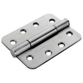 PAIR 100 x 75 x 3mm Concealed 14 Bearing Hinge Satin Steel Rounded Edge
