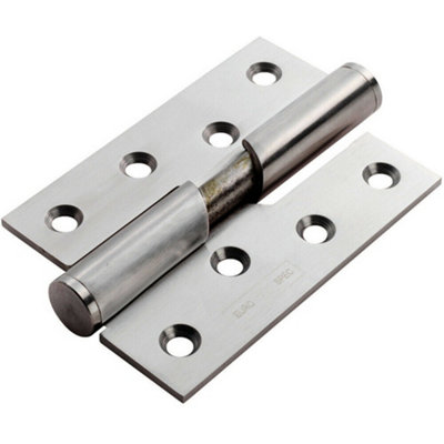 PAIR 102 x 76 x 3mm Left Handed Rising Butt Hinge Satin Stainless Steel