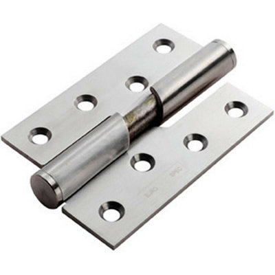 PAIR 102 x 76 x 3mm Right Handed Rising Butt Hinge Satin Stainless Steel