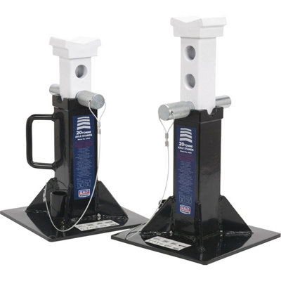PAIR 20 Tonne Axle Stands - Heavy Duty Steel Frame - 332 to 485mm - Large Crutch