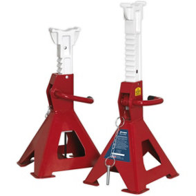 PAIR 3 Tonne Auto Rise Ratchet Axle Stands - Cast Support Post - 510mm Height